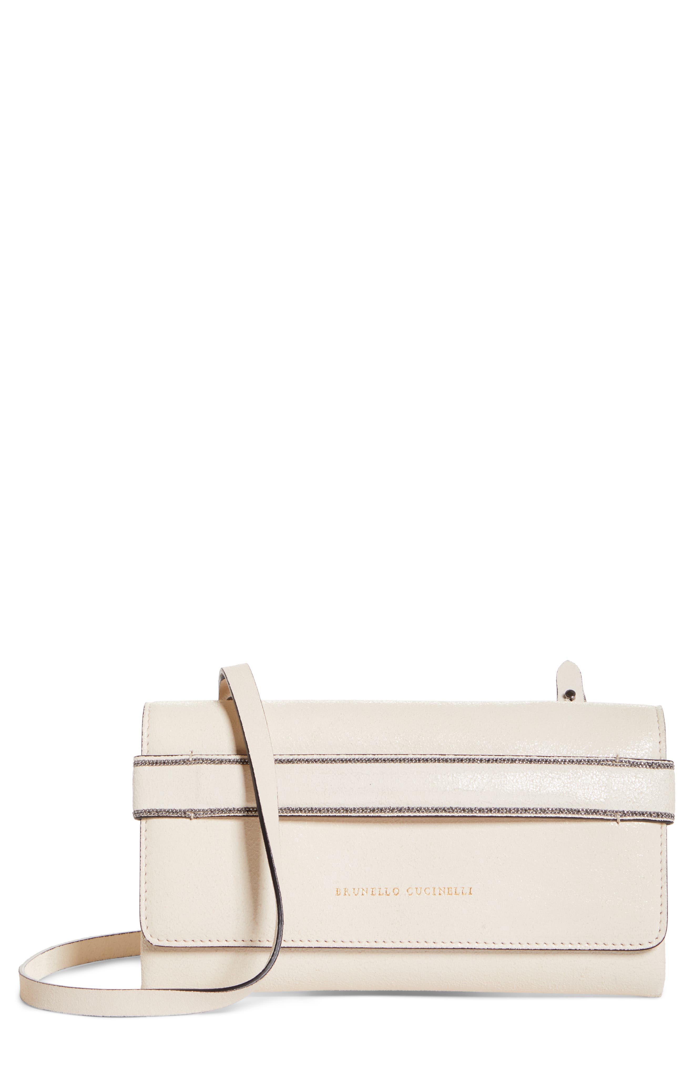 Brunello Cucinelli Mini City Leather Crossbody Bag, Main, color, 