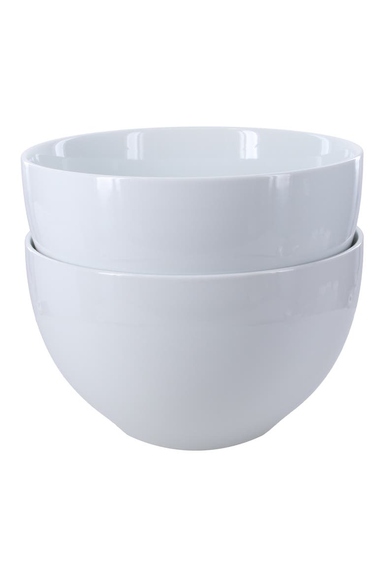 Set of 2 Conical Serving Bowls, Alternate, color, WHITE