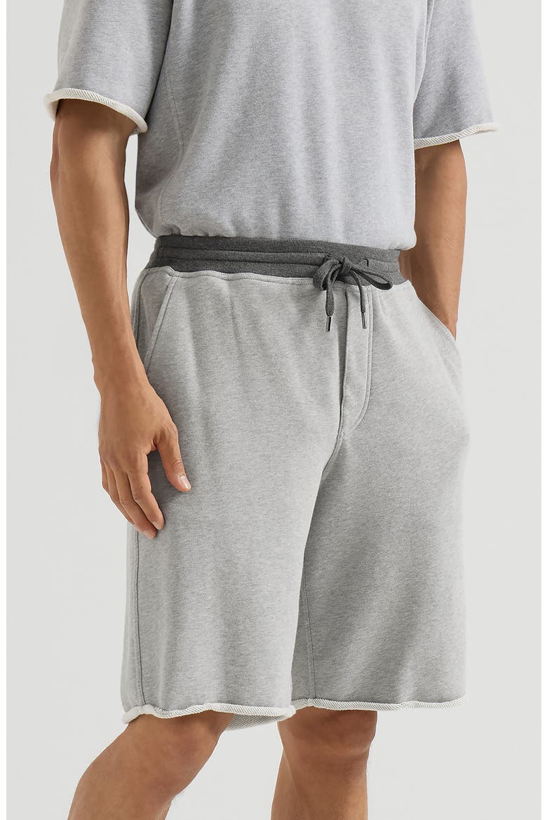 Cotton French terry Bermuda shorts with embroidery, Main, color, Grey