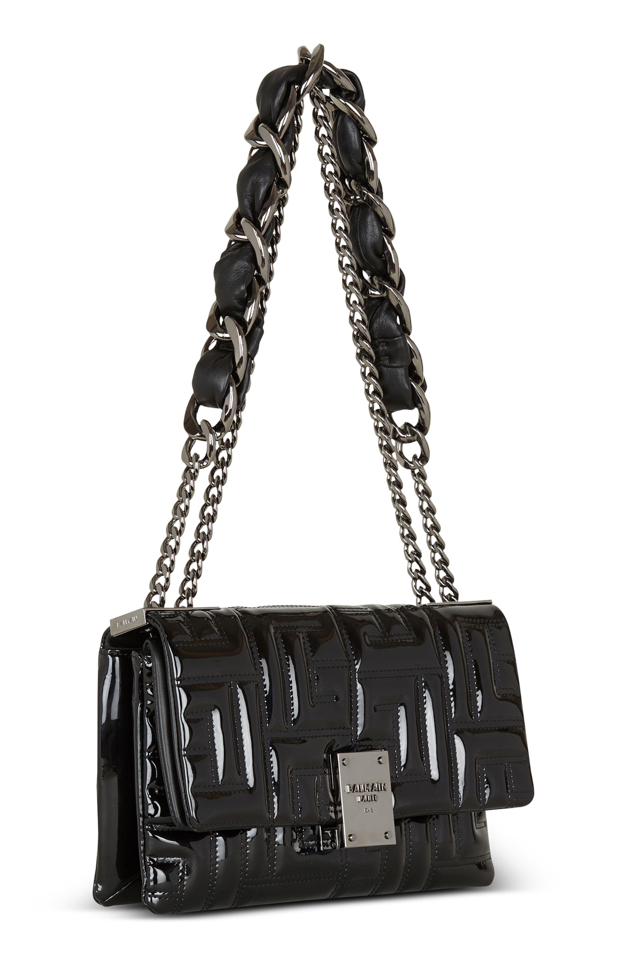 Balmain Small 1945 Soft Monogram Quilted Leather Shoulder Bag, Alternate, color, 