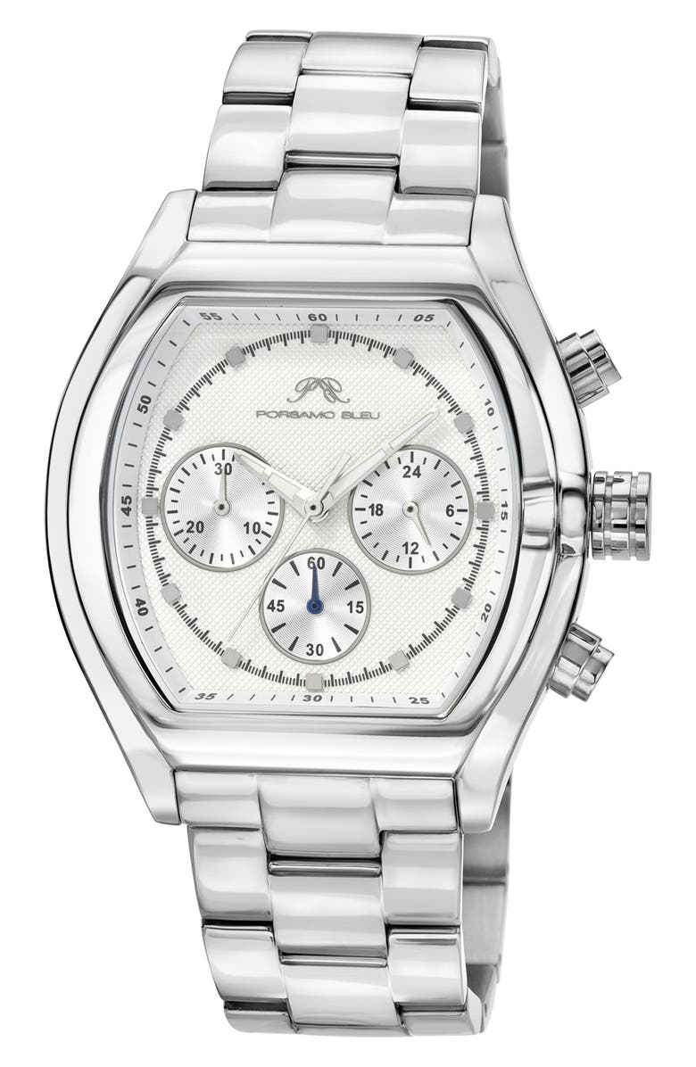 PORSAMO BLEU Roman Chronograph Bracelet Watch, 42mm, Main, color, Silver