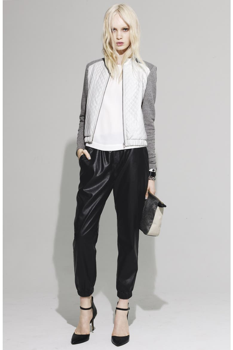 Faux Leather Track Pants, Main, color, COGNAC