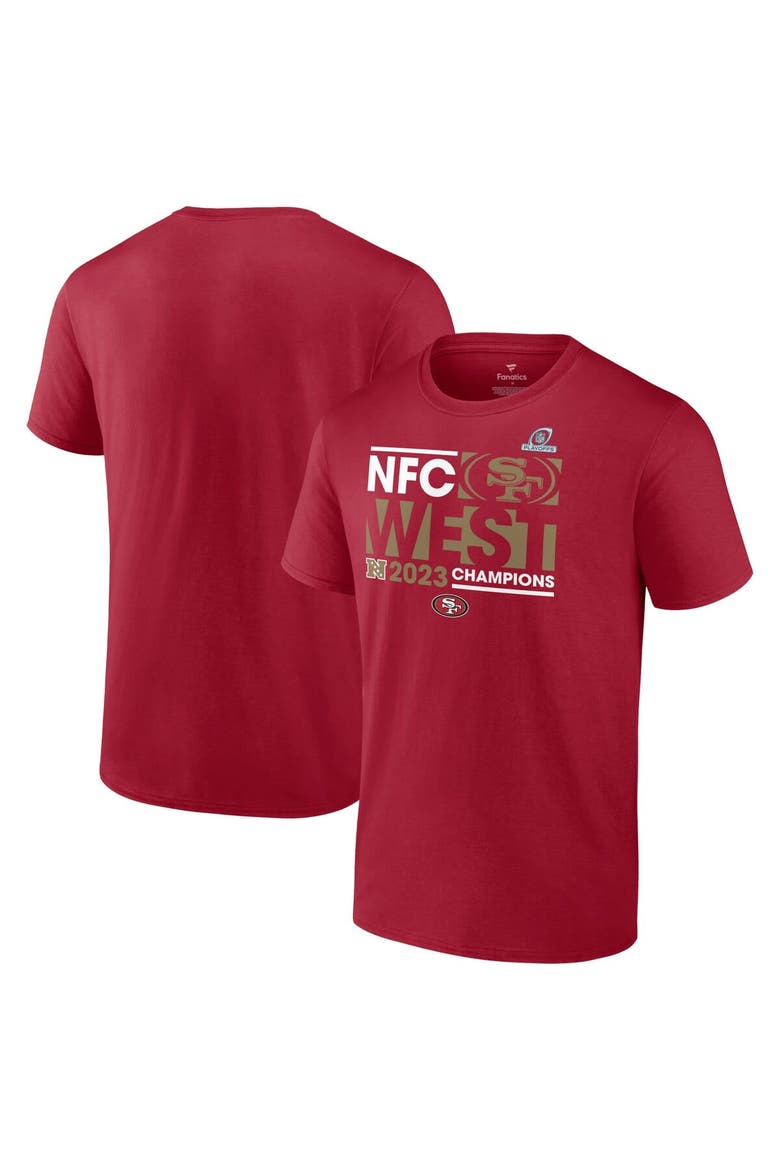 Men's Fanatics Branded  Scarlet San Francisco 49ers 2023 NFC West Division Champions Conquer T-Shirt, Main, color, Scarlet