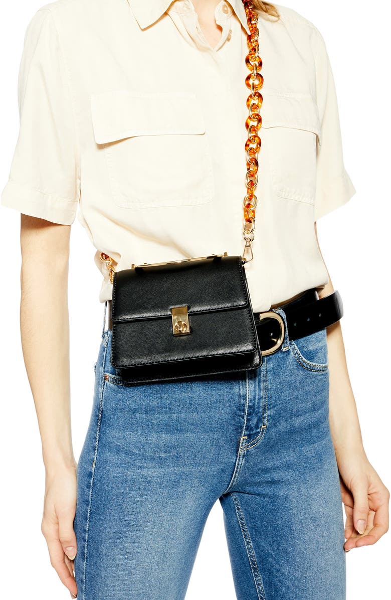 Topshop Champagne Shoulder Bag, Alternate, color,