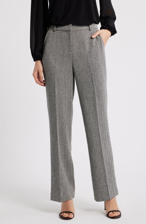 Herringbone Straight Leg Pants (Petite)