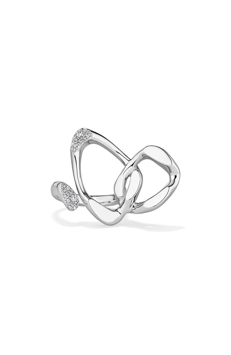 Judith Ripka Gaia Sterling Silver Diamond Pavé Two-Finger Ring, Alternate, color, 