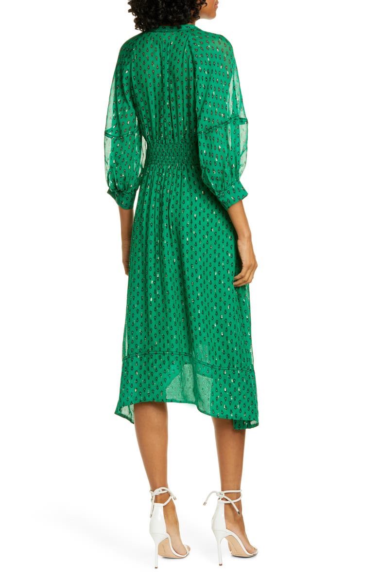 ba&sh Cyana Metallic Dot Smock Waist Dress, Alternate, color,