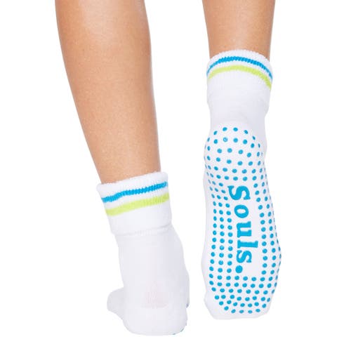 Souls. Terry Stripe Ankle Grip Socks In White