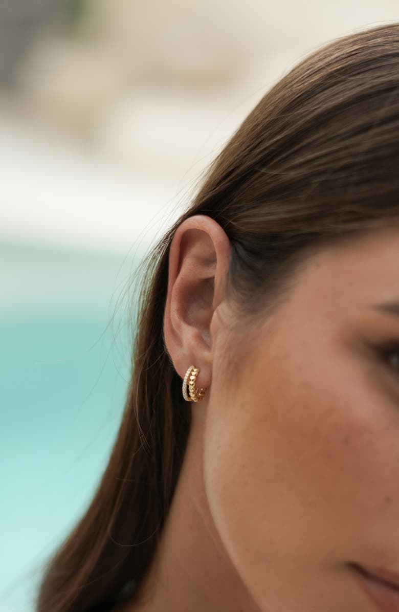 Estella Bartlett Heart & Cubic Zirconia Double Illusion Hoop Earrings, Alternate, color, Gold
