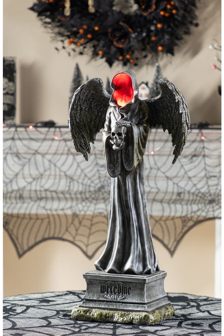 24"H Lighted Halloween Grim Reaper Resin Porch Decor with Timer, Alternate, color, Black