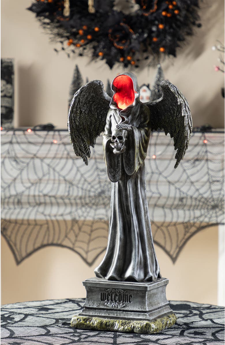 Glitzhom 24"H Lighted Halloween Grim Reaper Resin Porch Decor with Timer, Alternate, color, Black