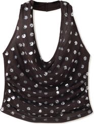 MANGO Sequin Halter Crop Top