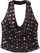 MANGO Sequin Halter Crop Top