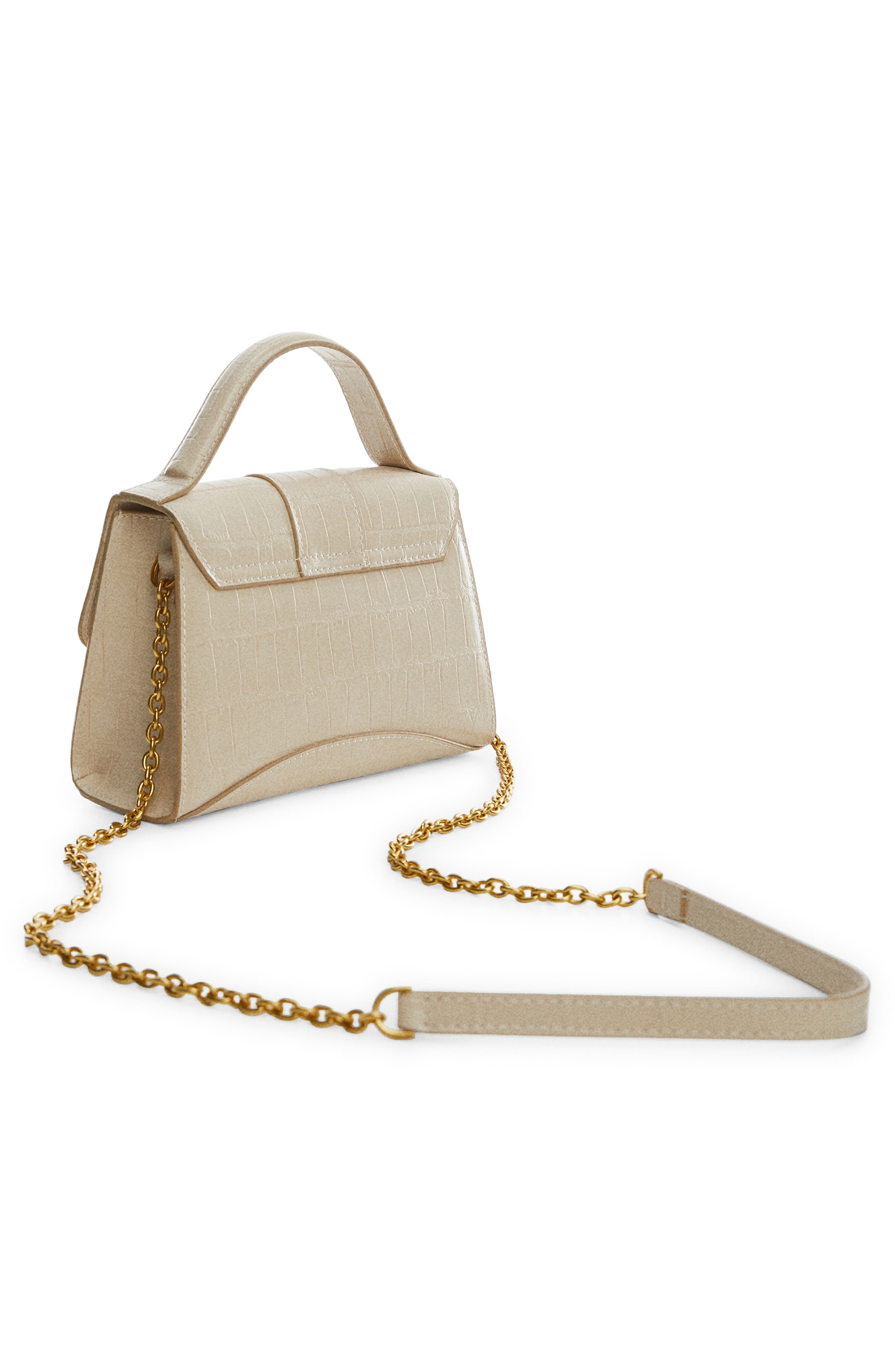MANGO Padlock Croc Embossed Envelope Top Handle Bag, Alternate, color, 