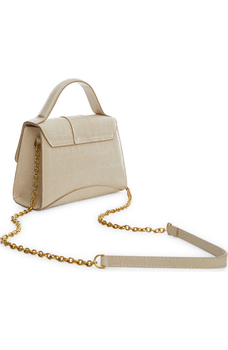 MANGO Padlock Croc Embossed Envelope Top Handle Bag, Alternate, color, Off White