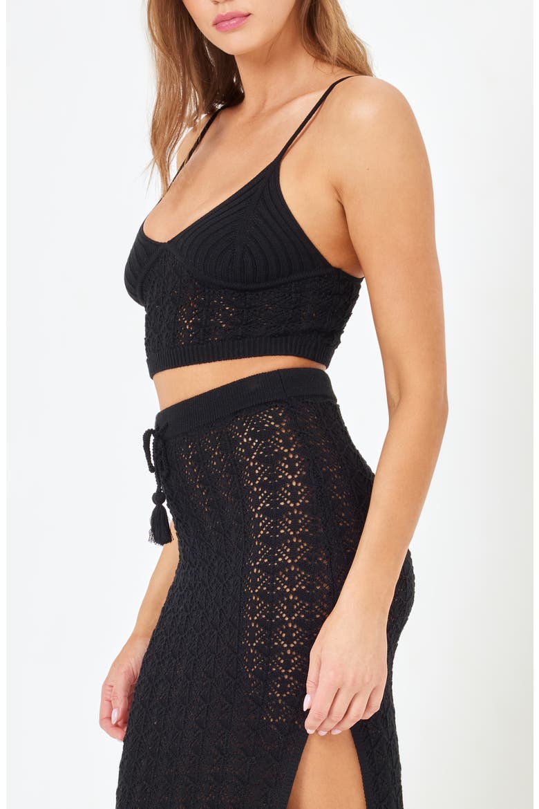 Sweet Talk Open Stitch Cover-Up Top, Alternate, color, BLACK