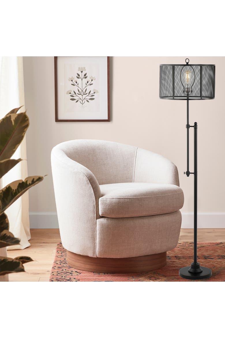 Noah Modern Industrial Iron Height-Adjustable LED Floor Lamp, Alternate, color, Charcoal/Black