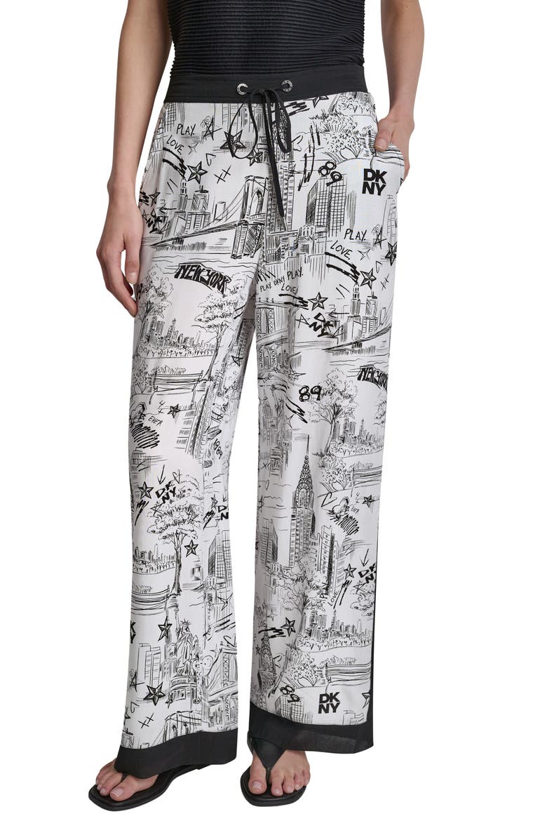 New York Print Wide Leg Pants, Main, color, NEW YORK TOILE WHITE