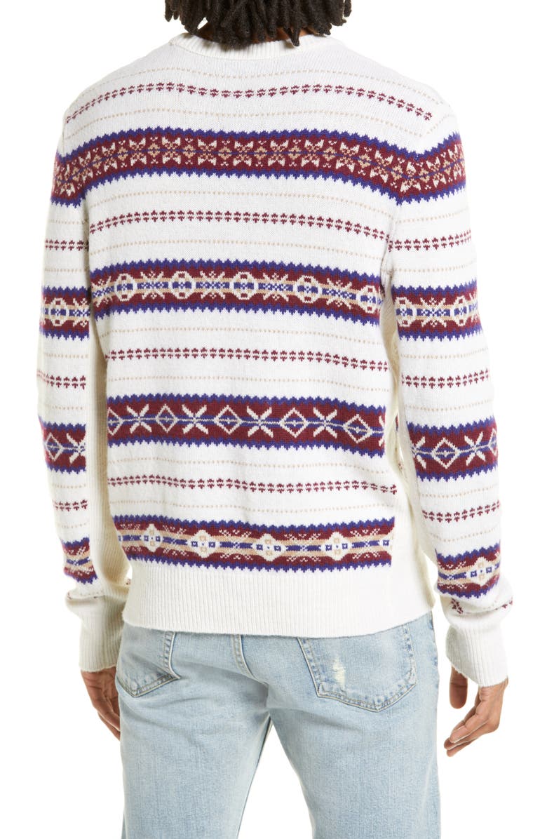 rag & bone Wesley Fair Isle Wool Crewneck Sweater, Alternate, color, Whtmlti