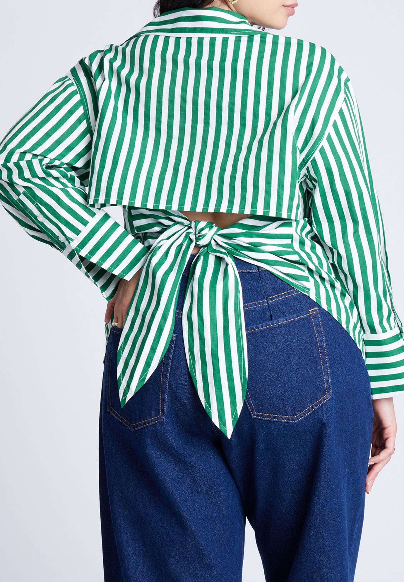Striped Tie Back Button Up Top - image 2