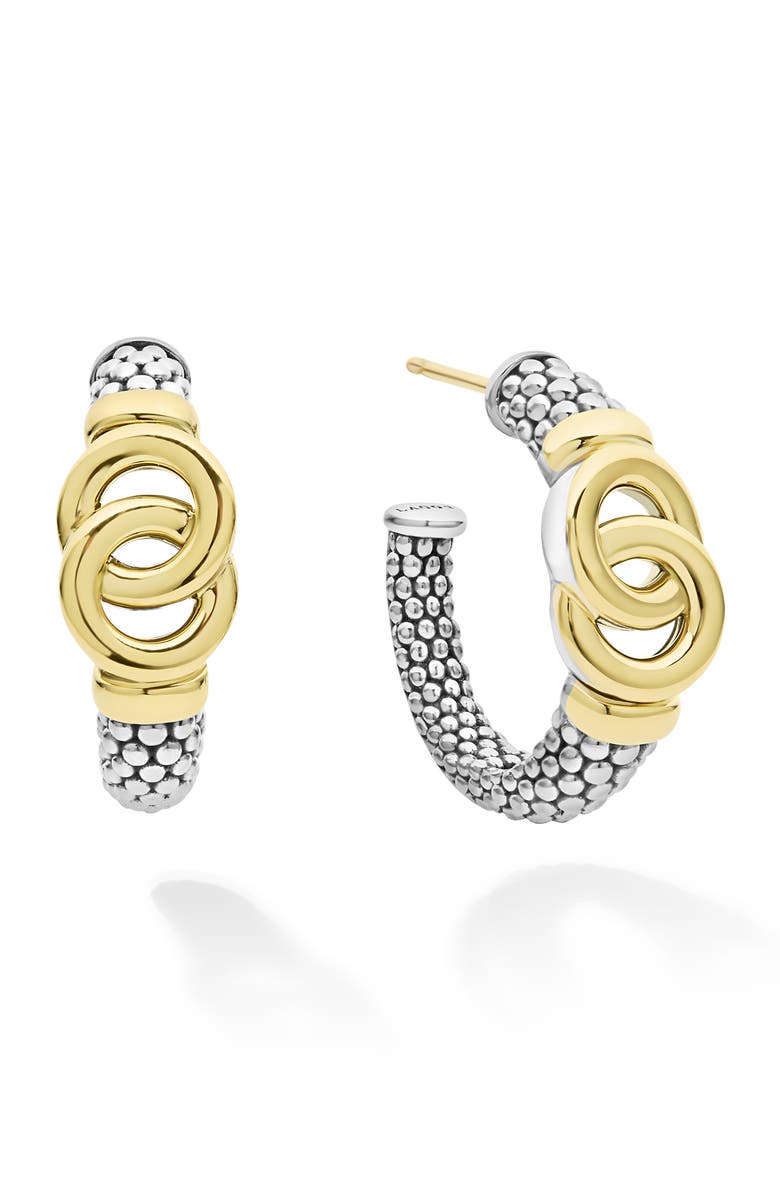 LAGOS Signature Caviar Interlocking Circle Hoop Earrings, Main, color, Two-Tone