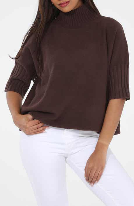 RAIN AND ROSE Mock Neck Boxy Sweater