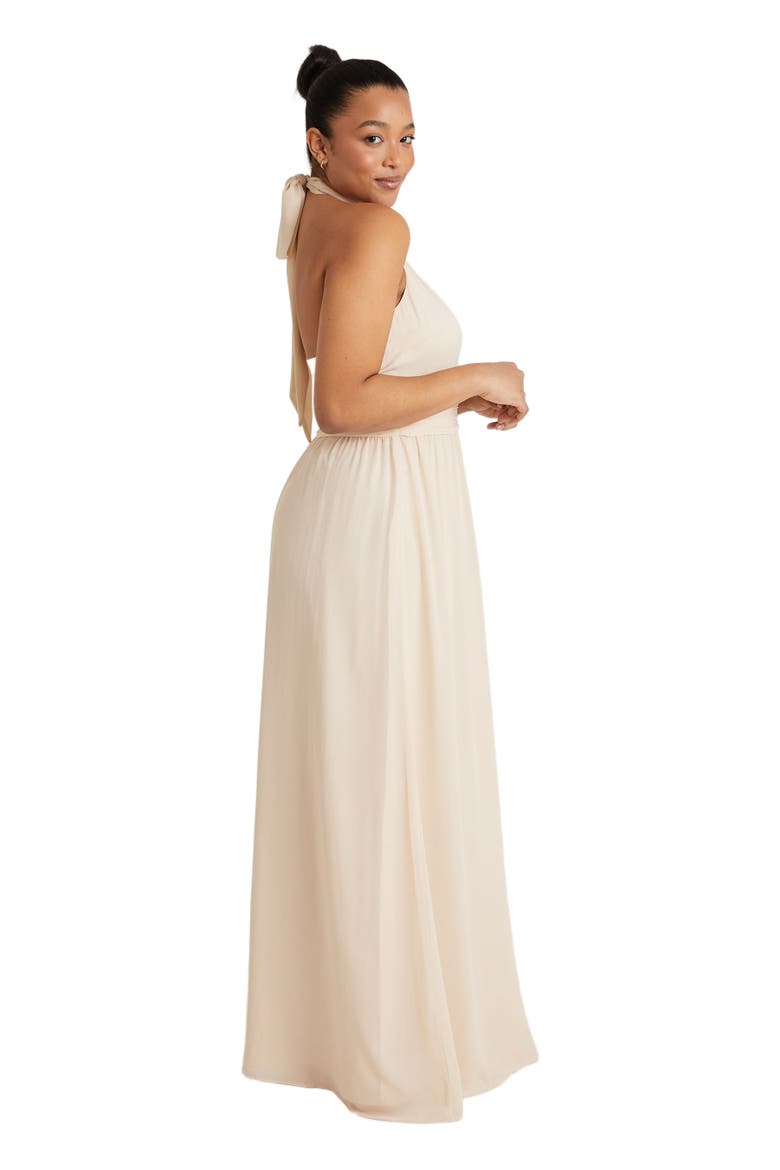 Halter Neck Chiffon Bridesmaid Dress, Alternate, color, Cream