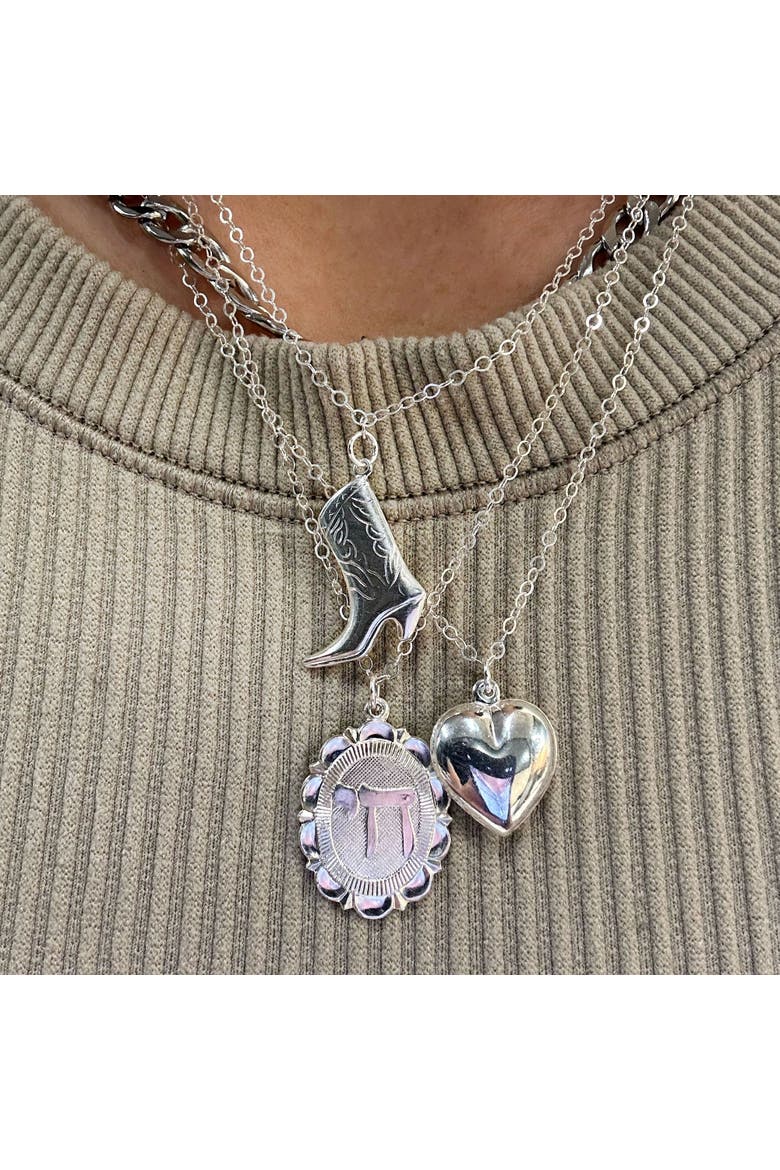 Sterling Silver Heart Charm Necklace, Alternate, color, Silver