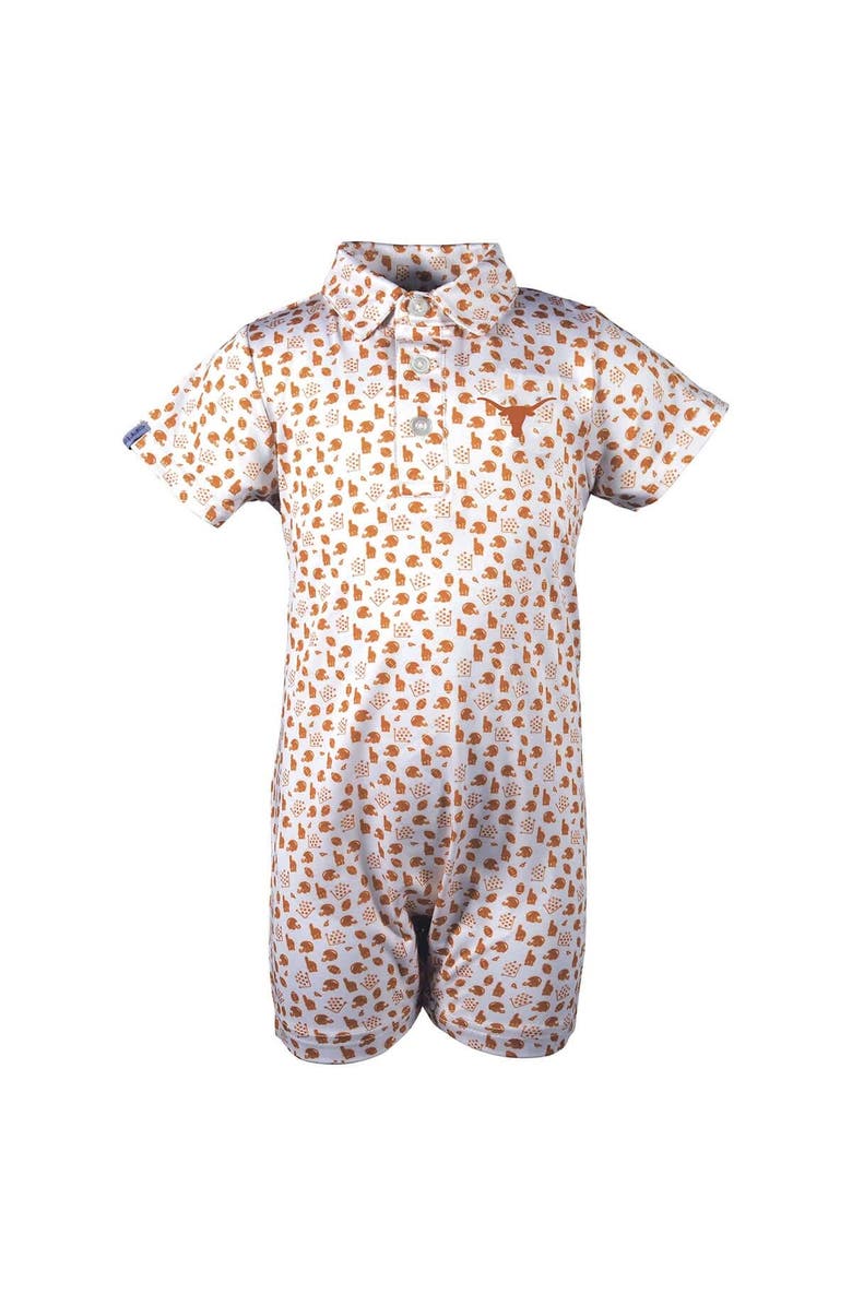 GARB Infant Garb White Texas Longhorns Earnest Polo Romper, Alternate, color, 