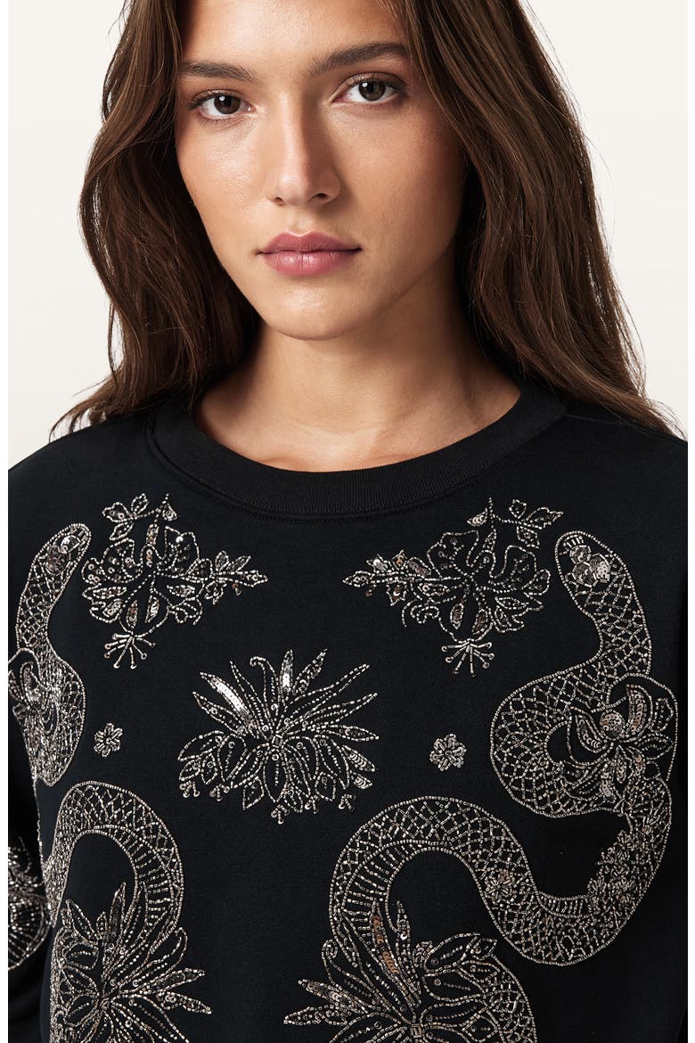 Cecile Pippa Embellished Sweatshirt, Alternate, color, BLACK