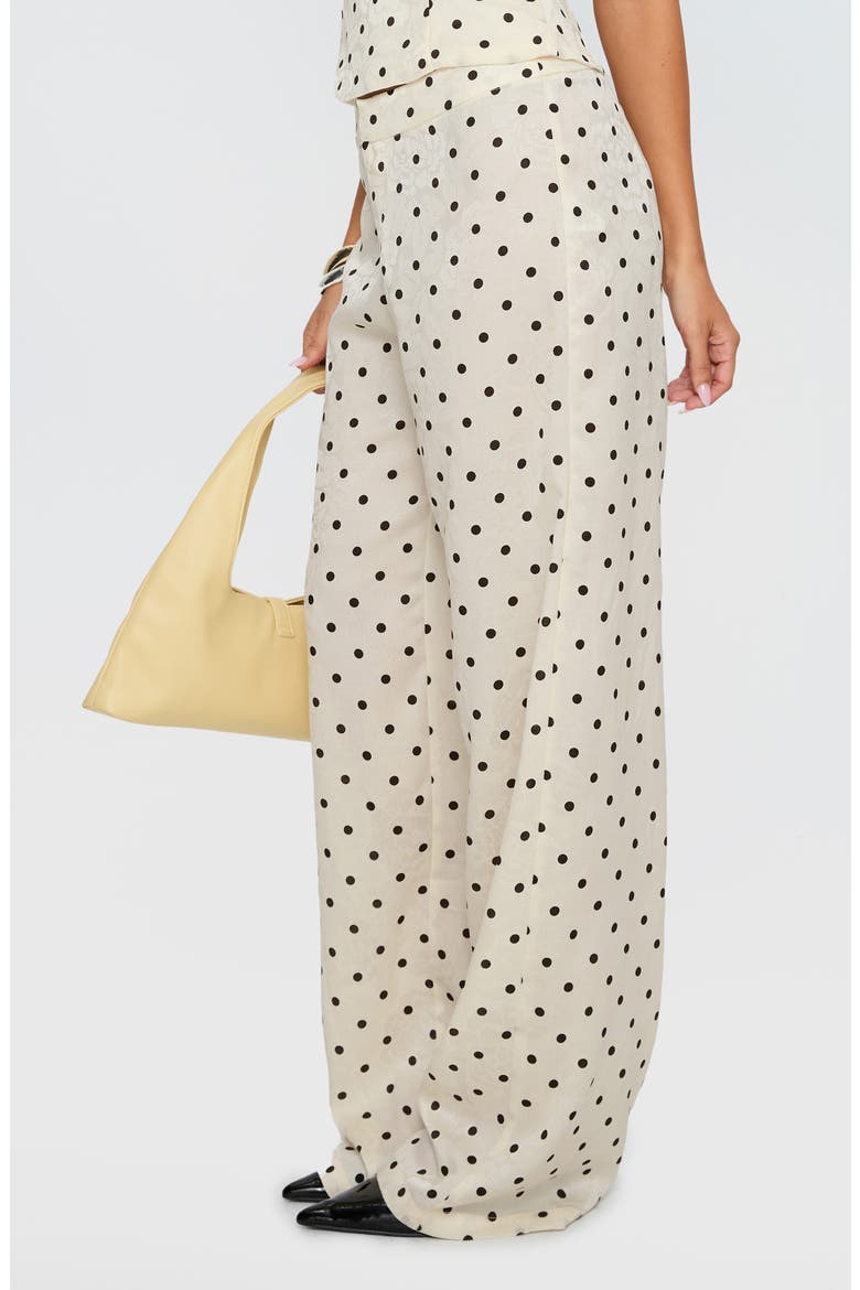 Powdered Sugar Polka Dot Strapless Top & Wide Leg Pants Set, Alternate, color, CREAM POLKA