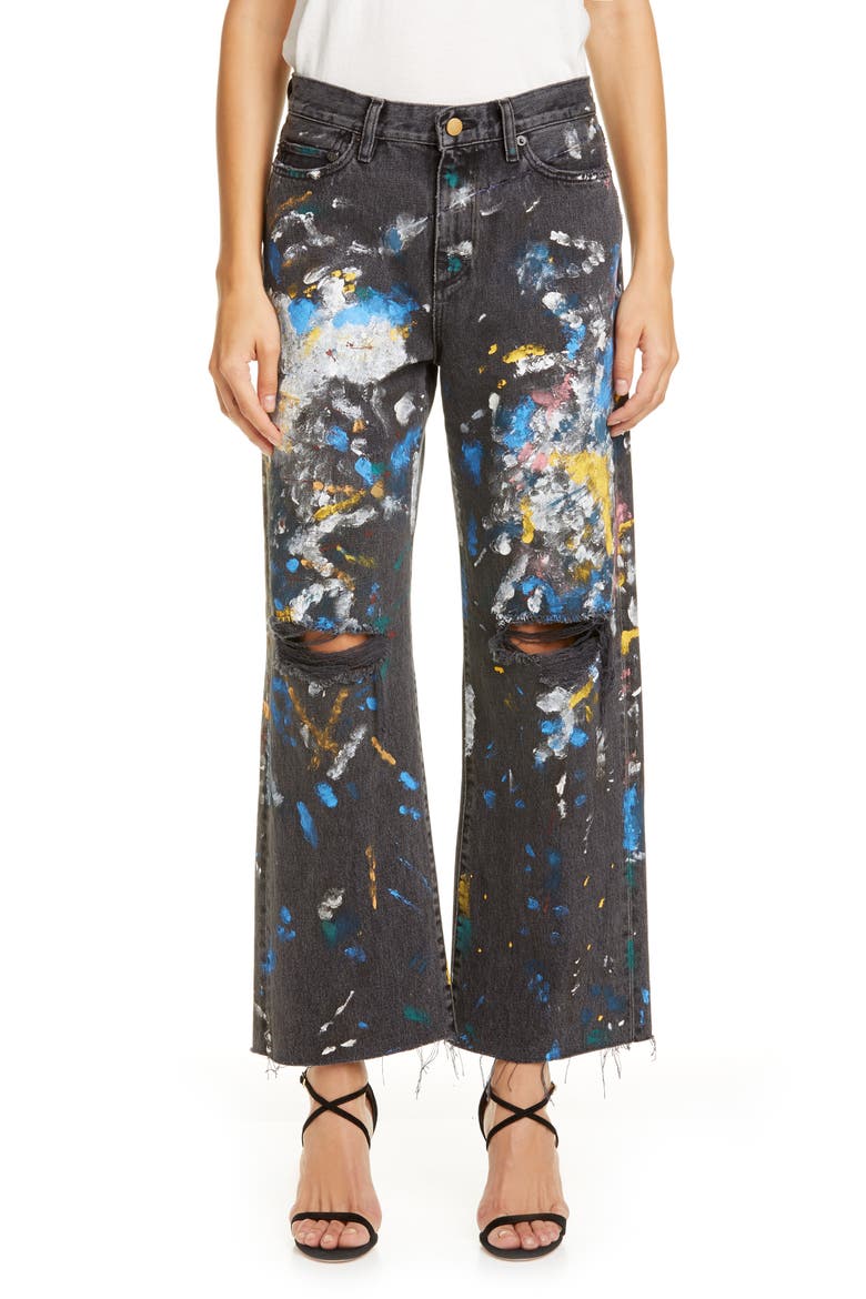 Paint Splatter Wide Leg Crop Jeans, Main, color, PAINT SPLATTER