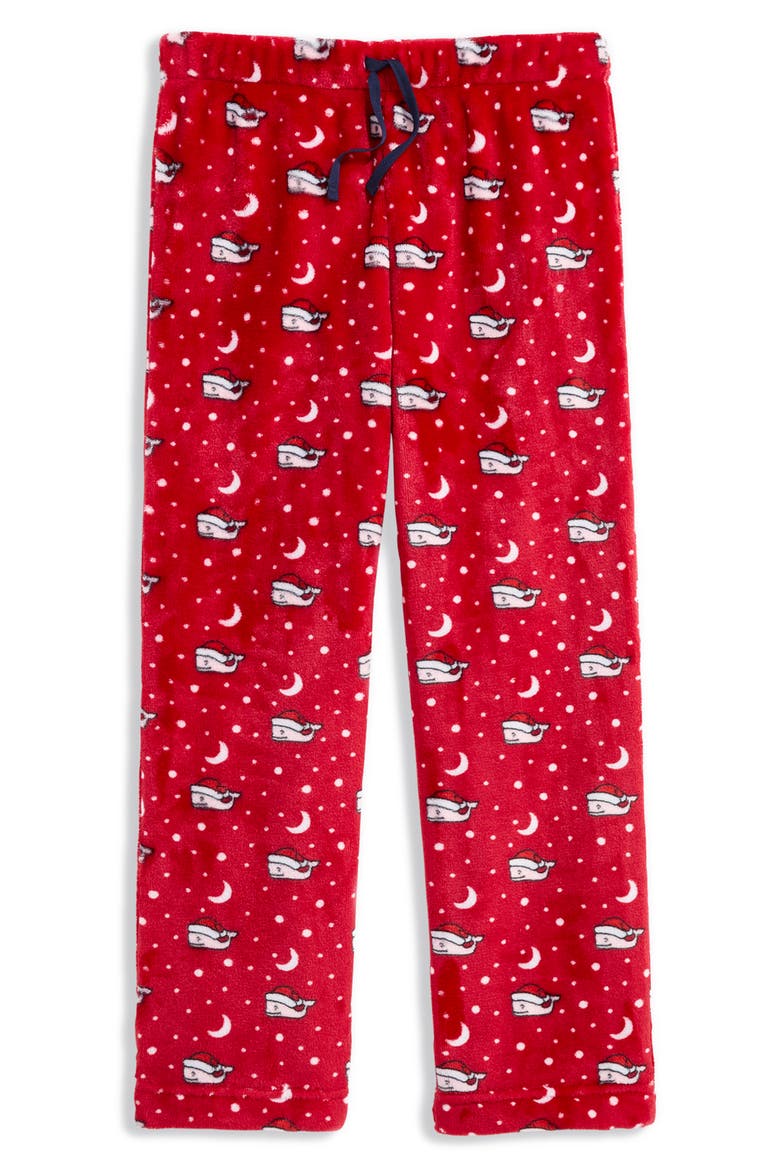Kids' Print Fleece Sleep Pants, Main, color, RED SANTA MOON
