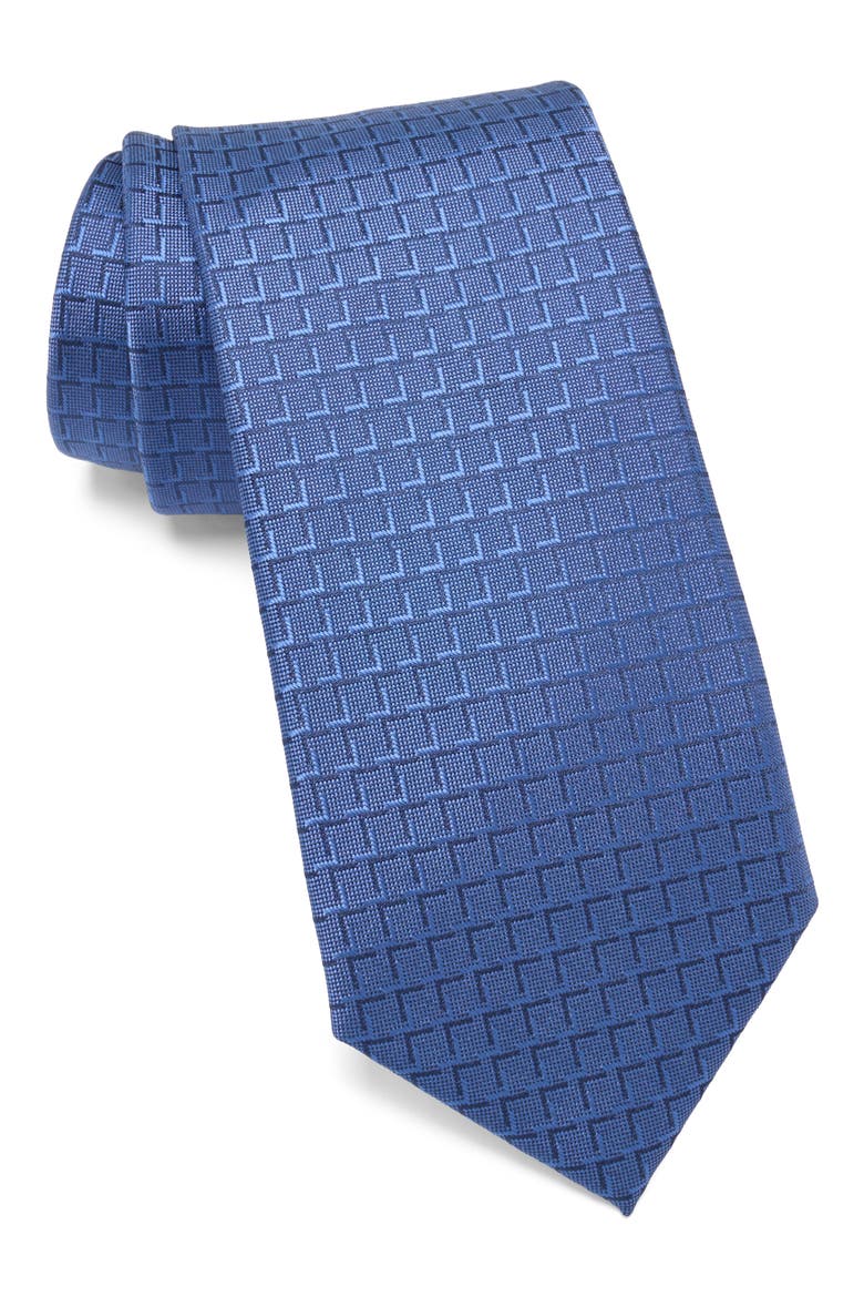 Foster Grid Jacquard Tie, Main, color, NAVY