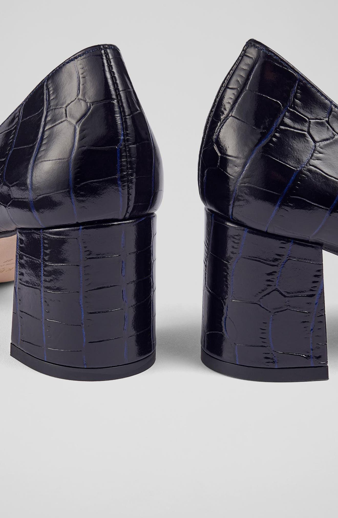 LK Bennett Sally Croc Embossed Pump, Alternate, color, Navy