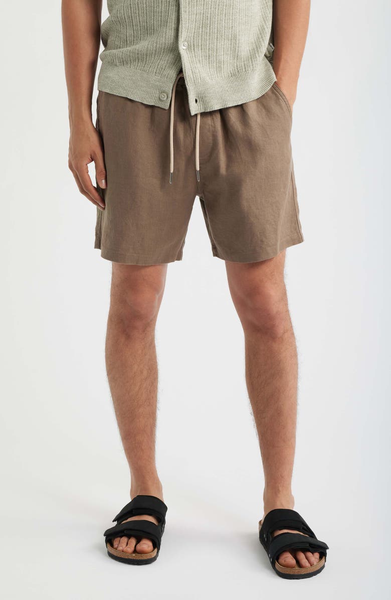 NN07 1454 Gregor Linen Drawstring Shorts, Main, color, Clay Mirage