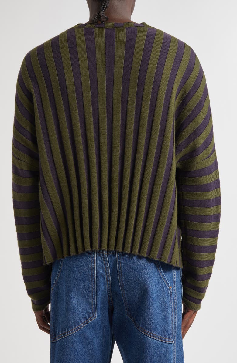 Eckhaus Latta Keyboard Stripe Wool Crewneck Sweater, Alternate, color, Mallard