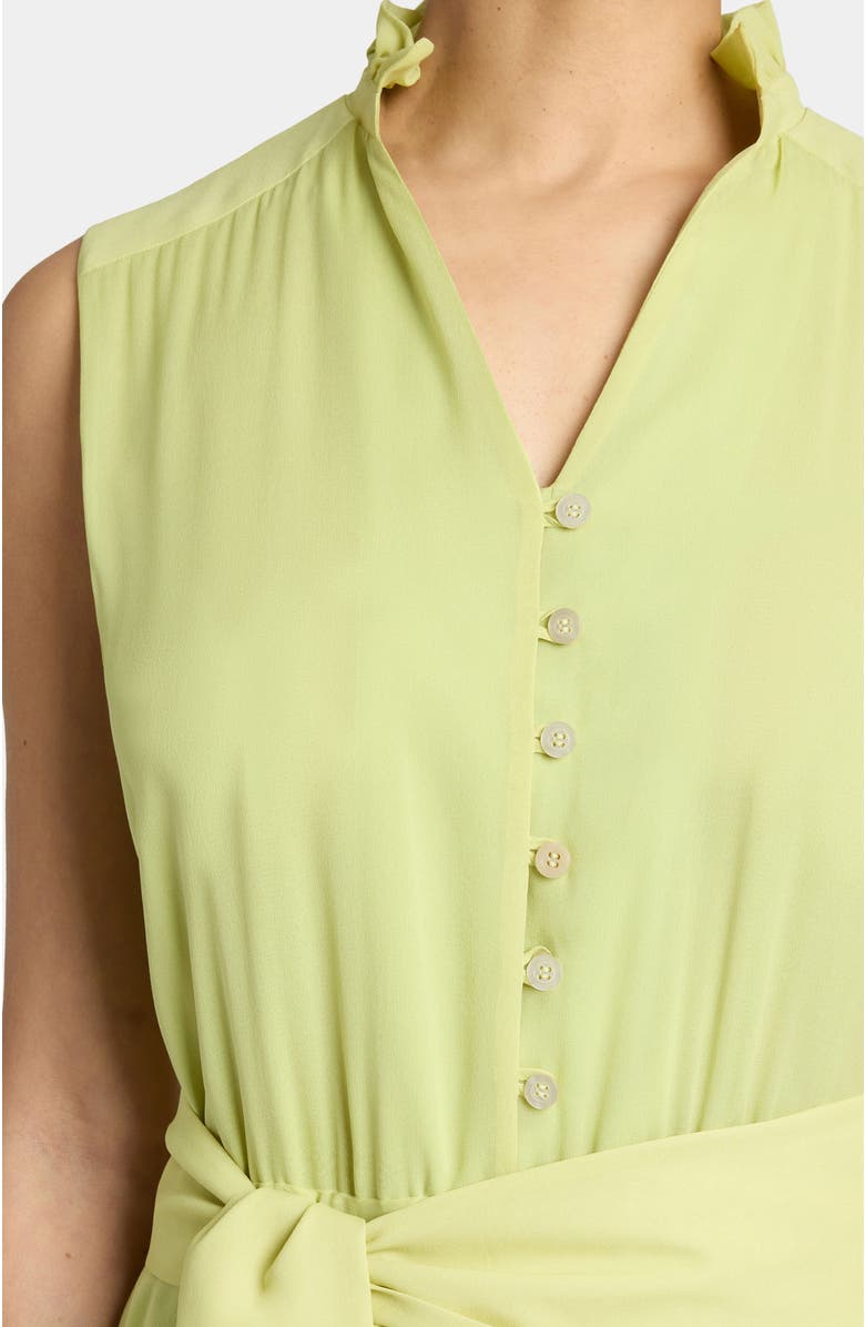 Santorelli NIRVA Sleeveless Sleeveless Ruffle-Neck Midi Dress in Silk Georgette, Alternate, color, Pistachio