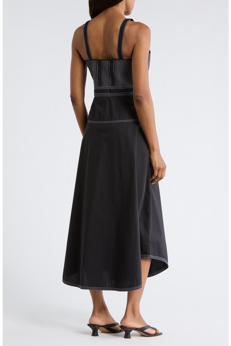 Devi Topstitch Midi Dress, Alternate, color, BLACK WHITE