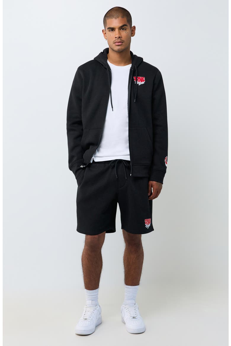 Balloon Graphic Fleece Shorts, Alternate, color, JET BLACK