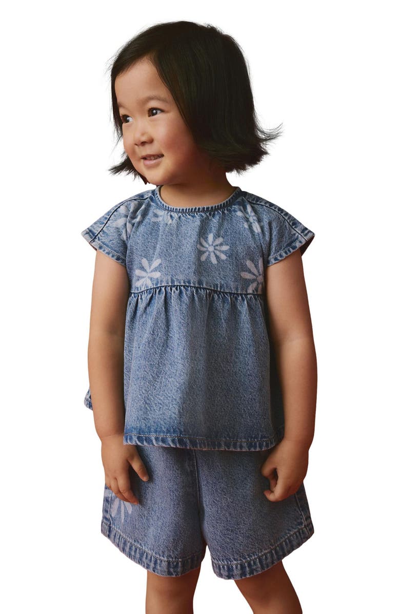 NEXT Kids' Flower Denim Peplum Top & Shorts Set, Alternate, color,