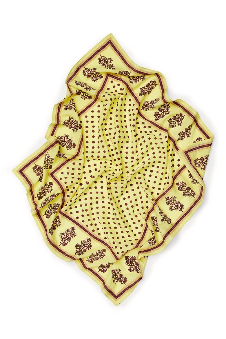 Floral & Dot Print Bandana, Alternate, color, GOLD