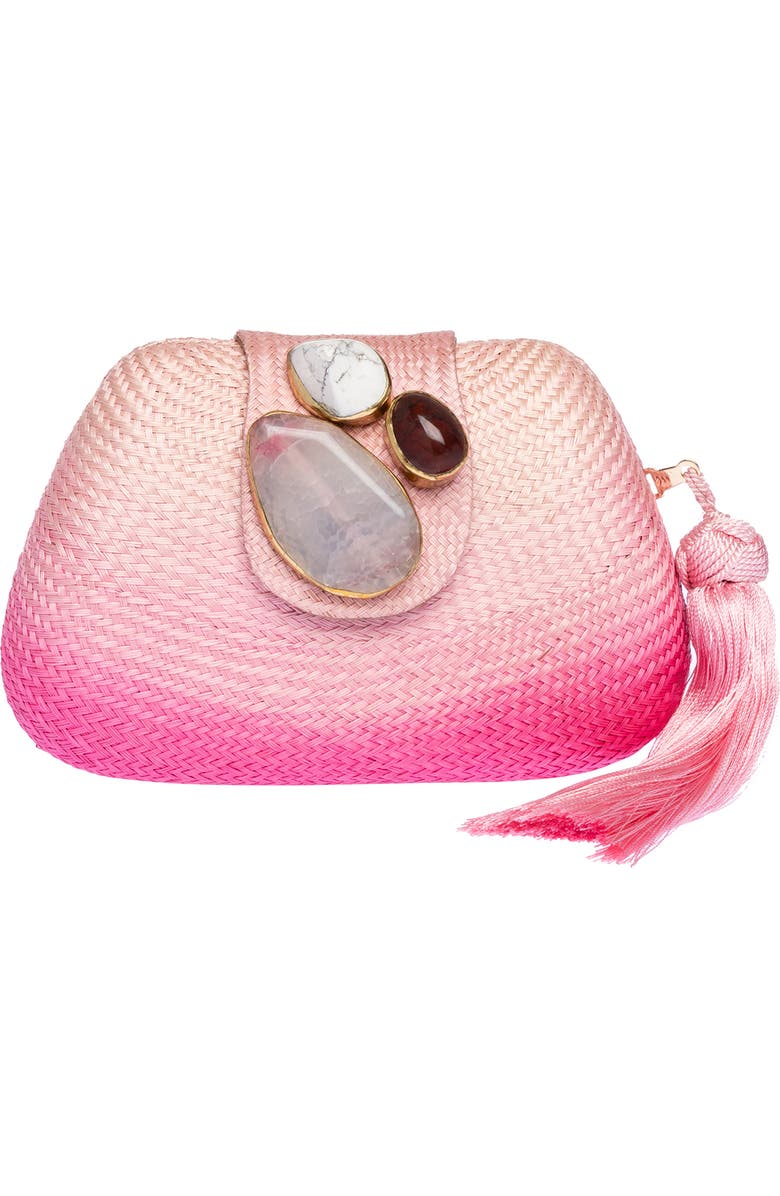 Rafe New York Tamu Embroidered Bean Clutch, Main, color, Pink