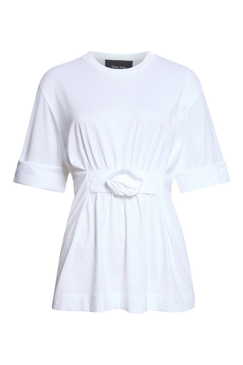 Gathered Rose T-Shirt, Main, color, WHITE