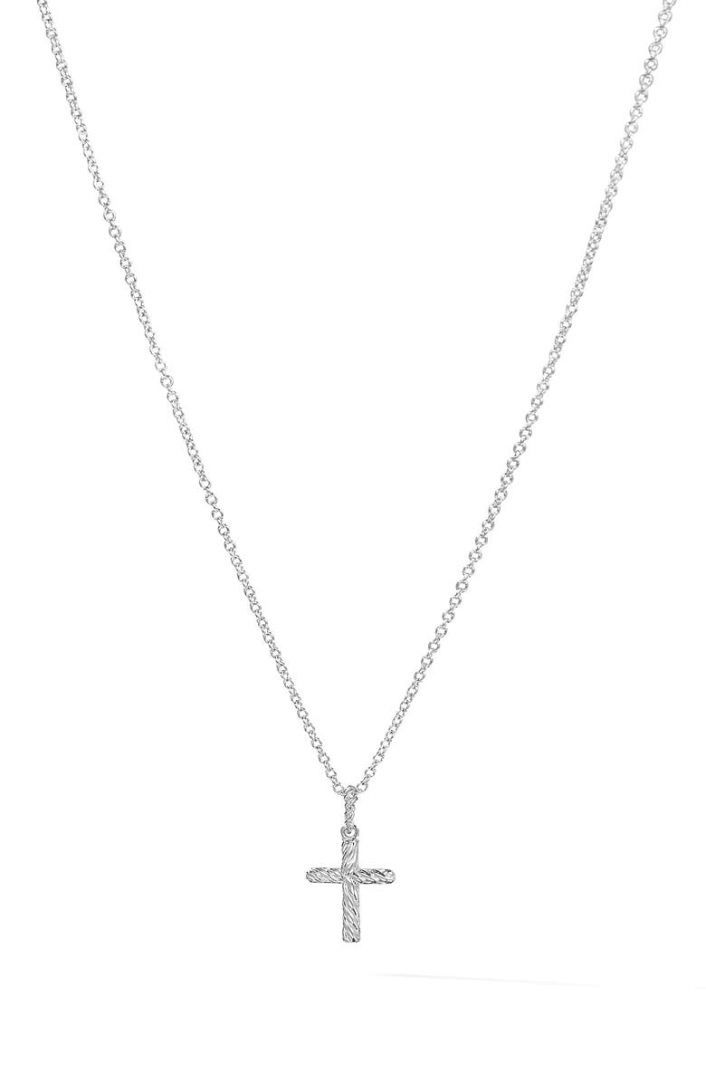 David Yurman Cable Collectibles Cross Necklace with Diamonds, Alternate, color, White Gold