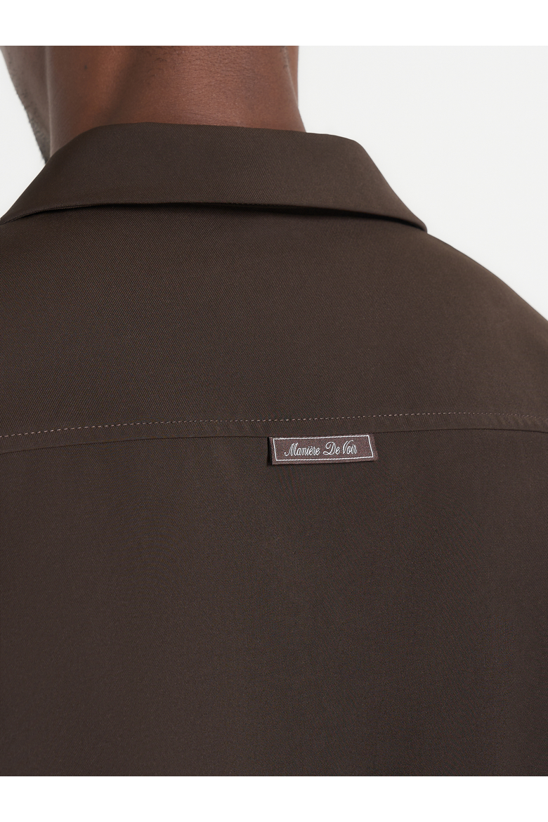 Valen Applique Detail Long Sleeve Shirt, Alternate, color, Brown