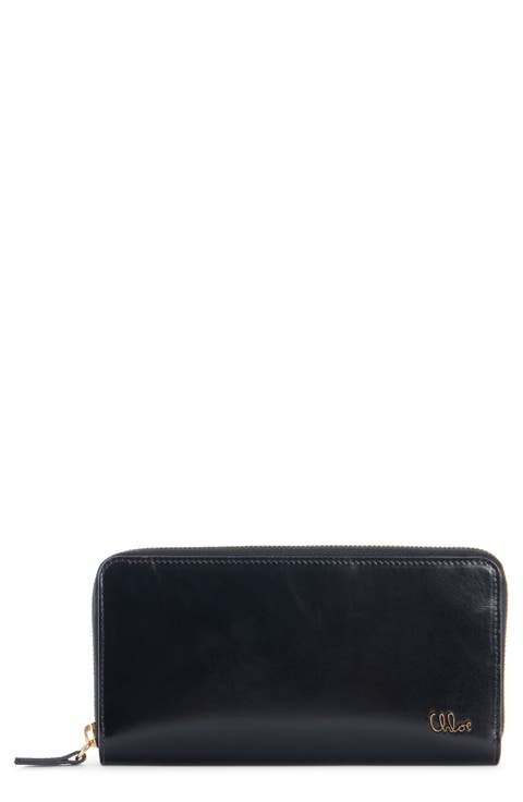 Iconic Shiny Leather Zip Long Wallet
