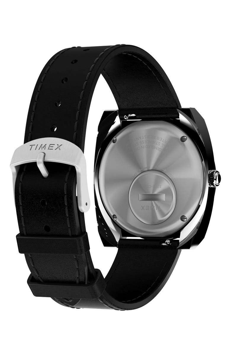 Timex<sup>®</sup> World Time Reissue Leather Strap Watch, 39mm, Alternate, color, Black