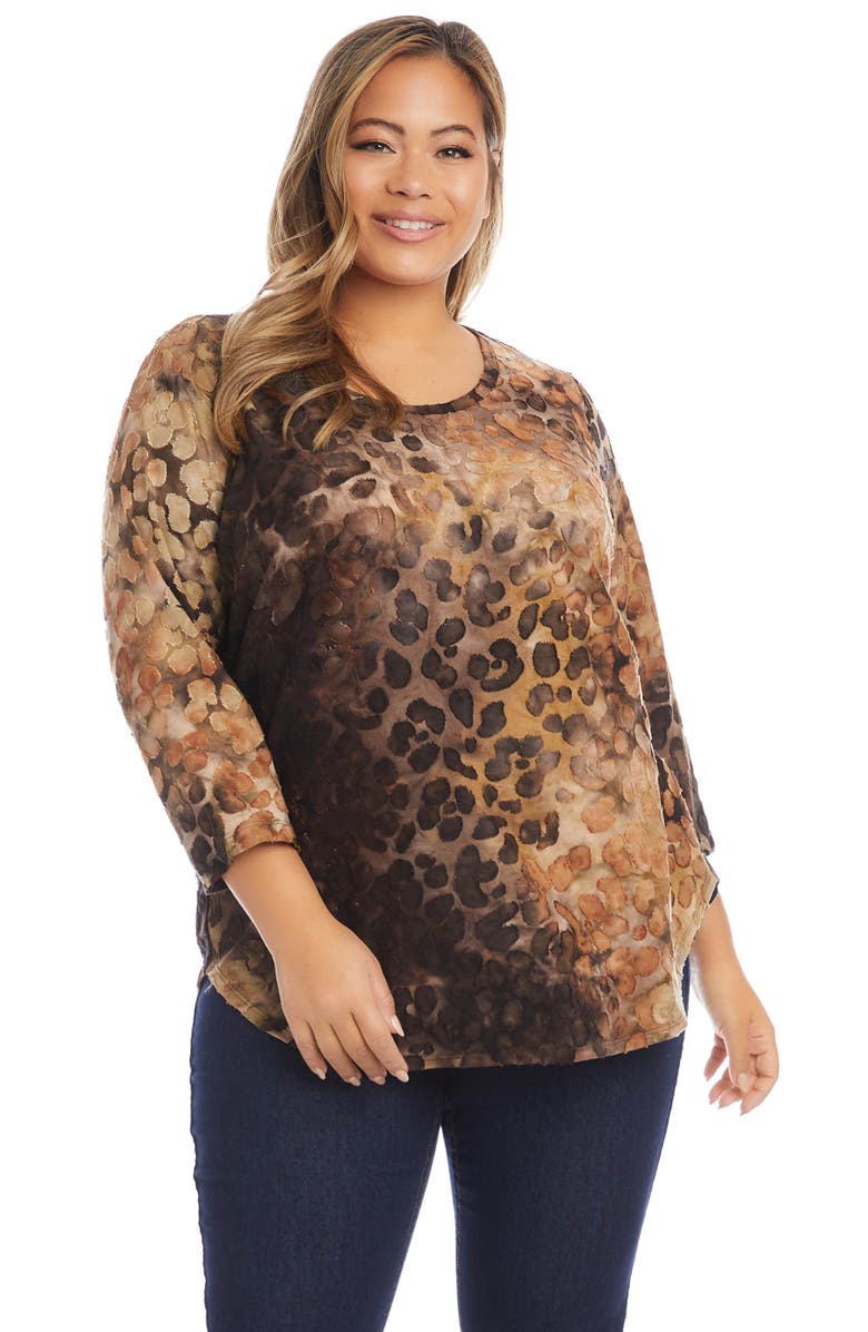 Karen Kane Tie Dye Animal Print Burnout Top, Alternate, color,