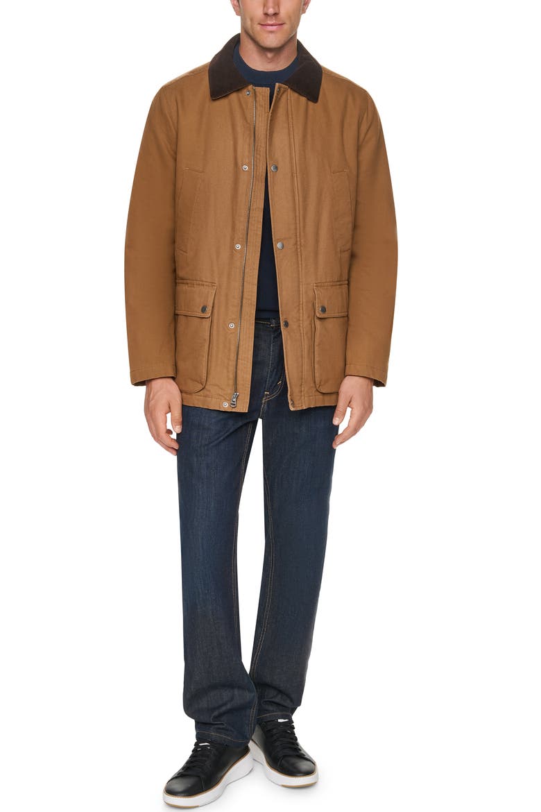 Coated Cotton Rain Jacket, Alternate, color, BROWN